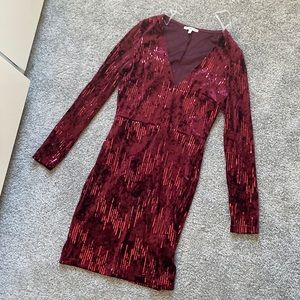 Maroon Sequin and Velvet Bodycon Christmas Mini Dress - Charlotte Russe S